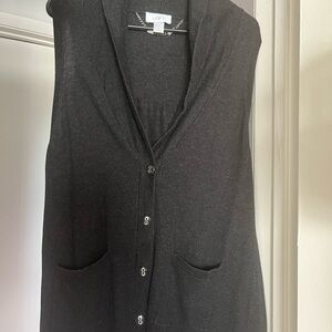 LOFT Black Sleeveless Cardigan